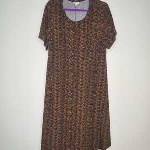 LuLaRoe Carly Dress Black Orange Pattern XL